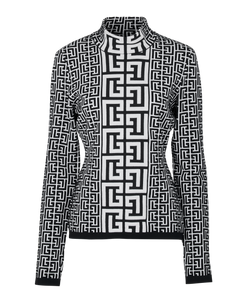 Balmain Knit Turtleneck Jumper, Wool, Black/White, UK10, 3*