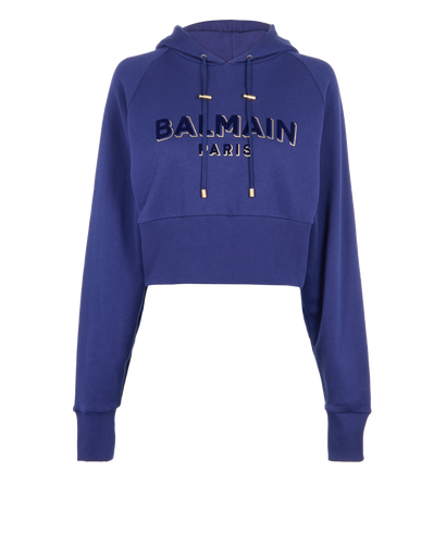 Balmain Logo Cropped Hoodie, front view