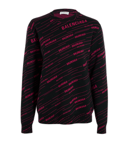 Balenciaga Logo Jumper, Wool, Pink/Black, Sz XS, 3*