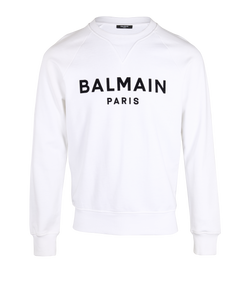 Balmain Logo Sweatshirt, Mens, Cotton, White, Sz S, 3*