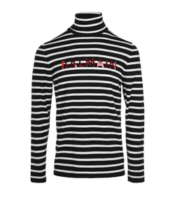 Balmain Striped Turtleneck Jumper, Mens, Virgin Wool, Navy/White, Sz M, 3*