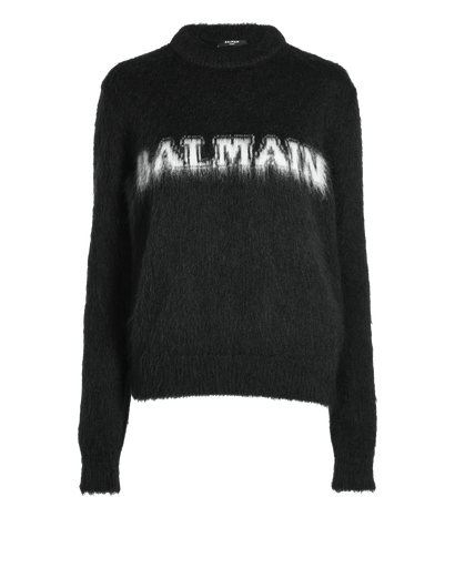 Balmain Retro Brushed Jumper, &pound;375, Clothing, Black, Mohair/Polyester (Polymer), Front view
