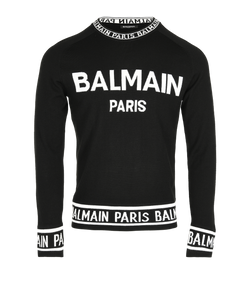 Balmain Logo Knit Jumper, Mens, Wool/Acrylic, Black, Sz S, 3*