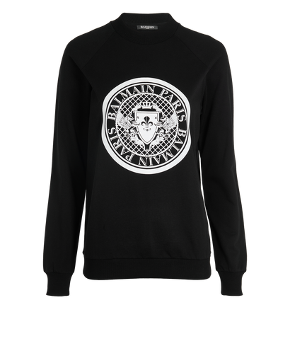 Balmain Logo Jumper, £150, Clothing, Black, Cotton, Front view