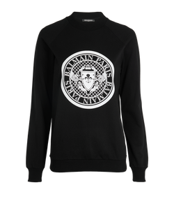 Balmain Logo Jumper, Cotton, Black, UK 10, 3*