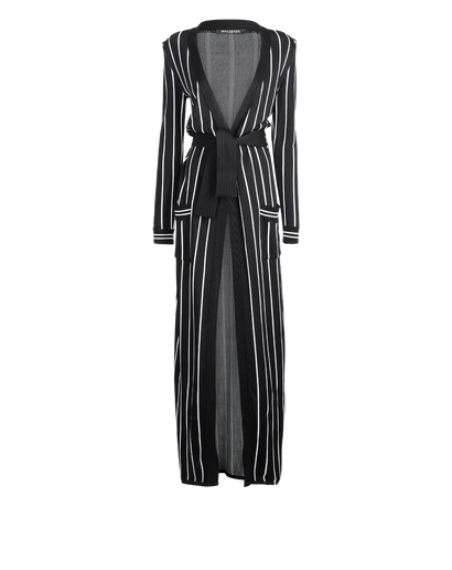 Balmain Striped Long Belted Cardigan, front view