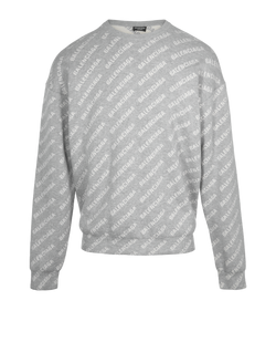 Balenciaga Logo Intarsia Jumper, Mens, Cotton/Wool, Grey, Sz XS, 3*