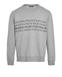 Balmain Logo Print Sweatshirt, Mens, Cotton, Grey, Sz XL, 2*