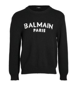 Balmain Logo Knitted Jumper, Mens, Wool, Black, Sz L, 2*
