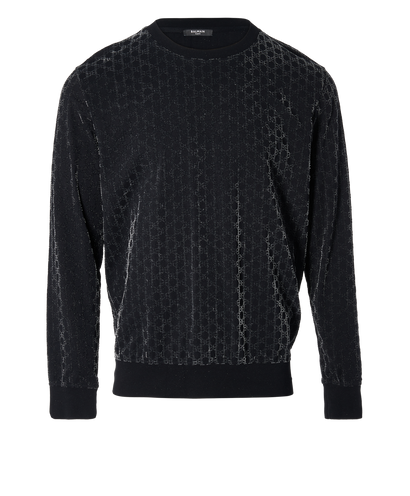 Balmain Logo Velvet Sweatshirt, front view