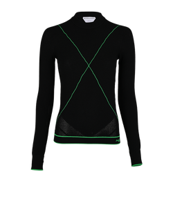 Bottega Veneta Salon 03 Stretchy Jumper, Viscose, Black/Green, Sz XS, 2*