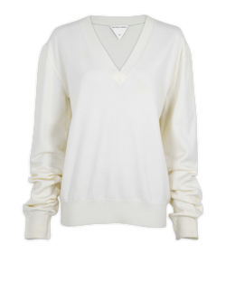 Bottega Veneta V-Neck Jumper, Wool/Poly, Cream, Sz M, 3*