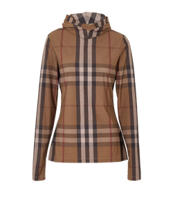 Burberry Check Hoodie, Polyamide, Brown, Sz L, 2*