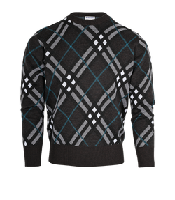 Burberry Check Jumper, Mens, Wool, Brown/Black/White/Blue, Sz S, 3*