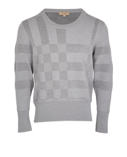 Burberry Check Jumper, Wool/Nylon, Grey, UK16-18, 3*