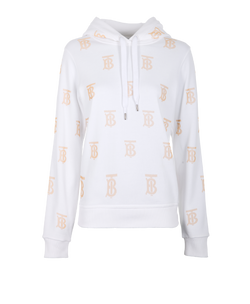 Burberry TB Monogram Hoodie, Cotton, White, Sz S, 3*