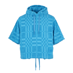Burberry Check Towelling Hoodie, Mens, Cotton, Blue, Sz M, 3*