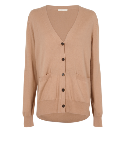 Celine Fine Knit Cardigan, &pound;250, Clothing, Beige, Cashmere, Front view