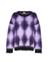 Celine Printed Crew Neck Jumper, £475, Clothing, Black/Purple, Mohair, Front view