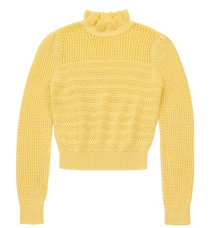 Celine Ruffle Nigh Neck Knit Jumper, front view