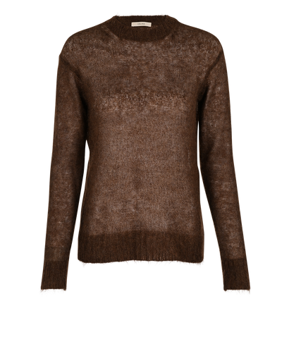 Celine Crewneck Knit Jumper, £150, Clothing, Brown, Mohair/Polyester Mix, Front view