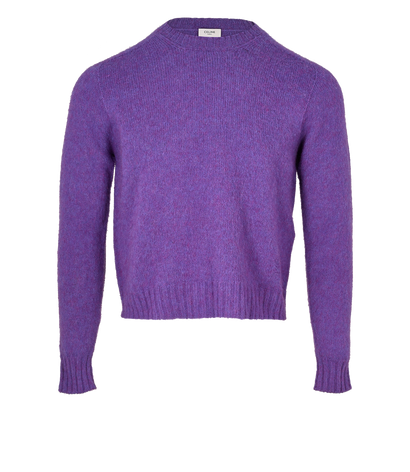 Celine Triomphe Embroidered Jumper, &pound;420, Clothing, Purple, Wool, Front view