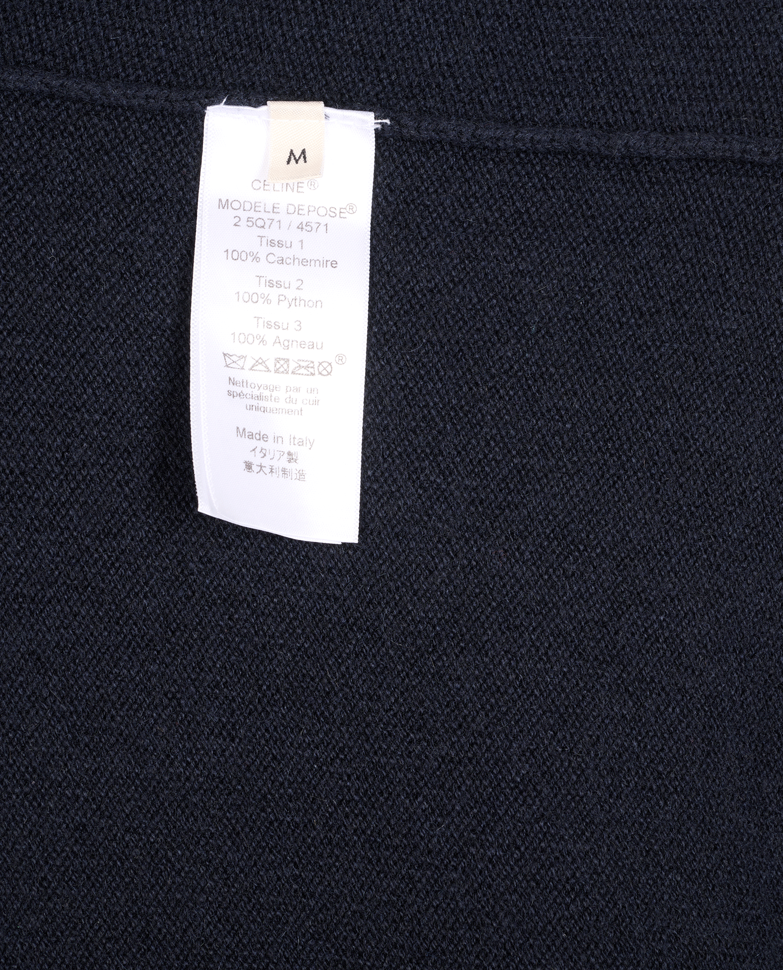 Celine Patch Pockets Cardigan, &pound;350, Clothing, Navy, Cashmere/Python, Other view