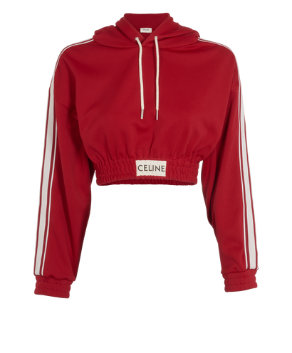 Celine Cropped Hoodie, &pound;350, Clothing, Red, Polyester, Front view