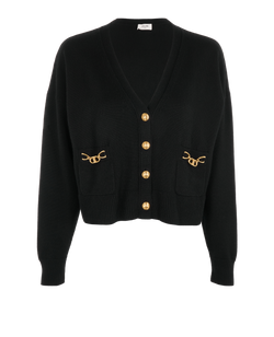 Celine Gourmette Cardigan, Cashmere, Black, Sz S, 3*