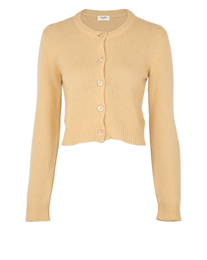 Celine Triomphe Embroidered Knit Cardigan, &pound;250, Clothing, Beige, Cashmere/Wool, Front view