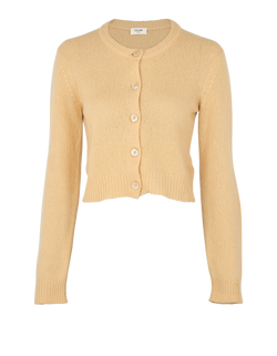 Celine Triomphe Embroidered Knit Cardigan, Cashmere/Wool, Beige, Sz M, 2*