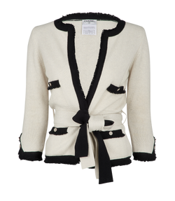 Chanel 06A Belted Cardigan, Cashmere, Grey/Black, UK6, 2*