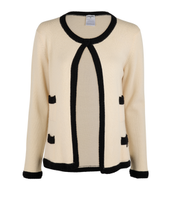 Chanel Pockets Cardigan, Cashmere, Cream/Black, UK16, 2*