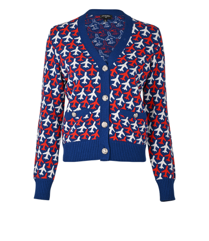 Chanel Coco Airline Cardigan, £475, Clothing, Blue/Red, Cashmere, Front view