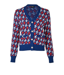 Chanel Coco Airline Cardigan, Cashmere, Blue/Red, UK6, 2*