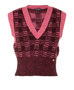 Chanel V-Neck Knit Vest, Cashmere, Burgundy/Pink, UK10, 3*