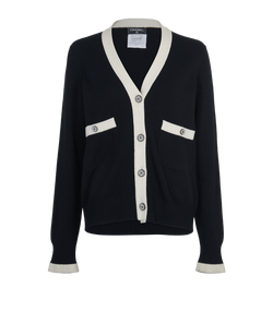 Chanel Flower Button Cardigan, Cashmere, Black, UK16, 3*