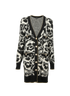 Chanel Camellia Print Long Cardigan, &pound;1,900, Clothing, Black/White, Alpaca Wool, Front view