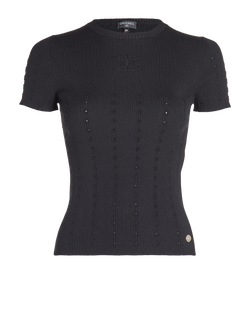 Chanel CC Ribbed Jumper, Wool, Black, UK6, 3*