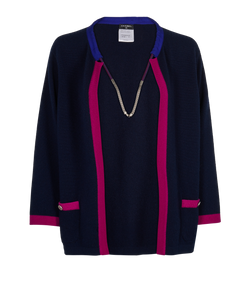 Chanel Link Cardigan, Cashmere, Blue/Pink, UK20, 2*