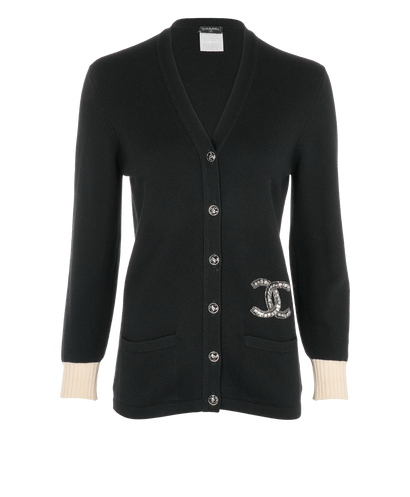 Chanel CC Cardigan, &pound;795, Clothing, Black, Cashmere, Front view