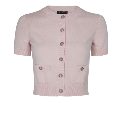 Chanel Short Sleeve Cardigan, &pound;750, Clothing, Pink, Cashmere, Front view