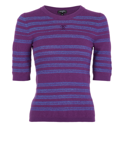 Chanel Metallic-Stripe Short Sleeve Jumper, front view