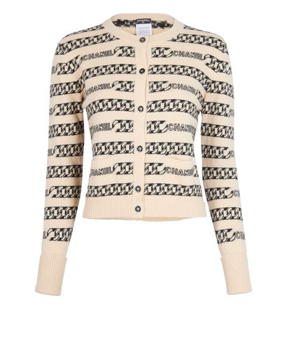 Chanel Vintage Chain Striped Cardigan, front view