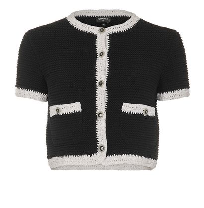 Chanel Button Up Cardigan, £750, Clothing, Black/White, Cotton, Front view
