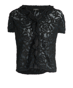 Chanel CC Camellia Cardigan, Wool, Navy/Black, UK6, 2*