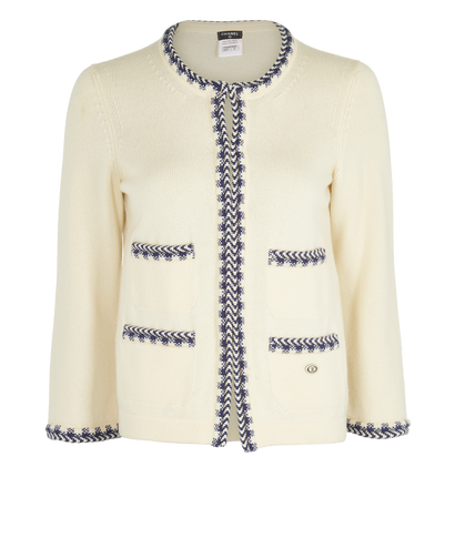 Chanel Contrast Trim Cardigan, &pound;695, Clothing, Cream, Cashmere, Front view