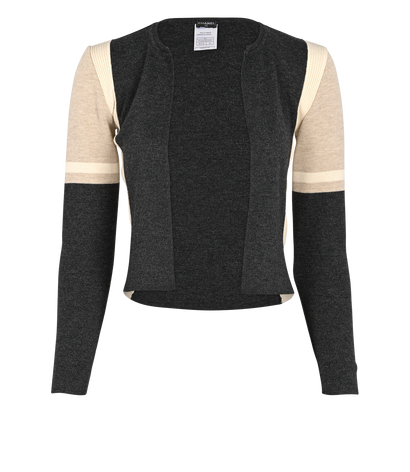 Chanel 00A Colour Block Cardigan, £395, Clothing, Beige/Grey, Wool, Front view