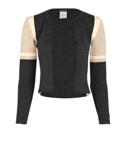 Chanel 00A Colour Block Cardigan, Wool, Grey/Beige, UK 8, 2*