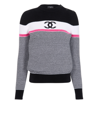 Chanel Striped CC Pullover, front view